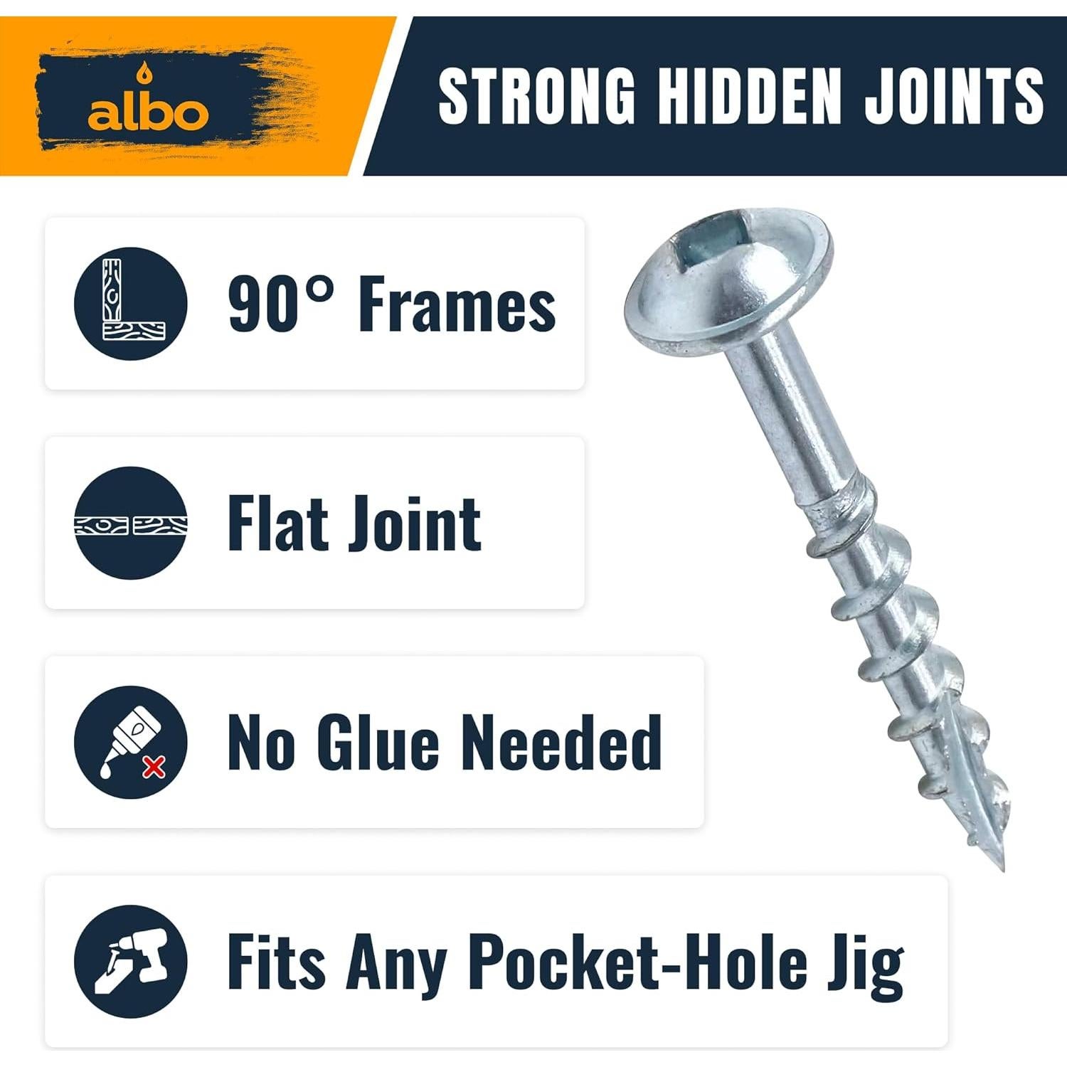 Tornillos para Agujeros de Pocket Albo #8 x 32 mm 500 PCS Acero Zincado