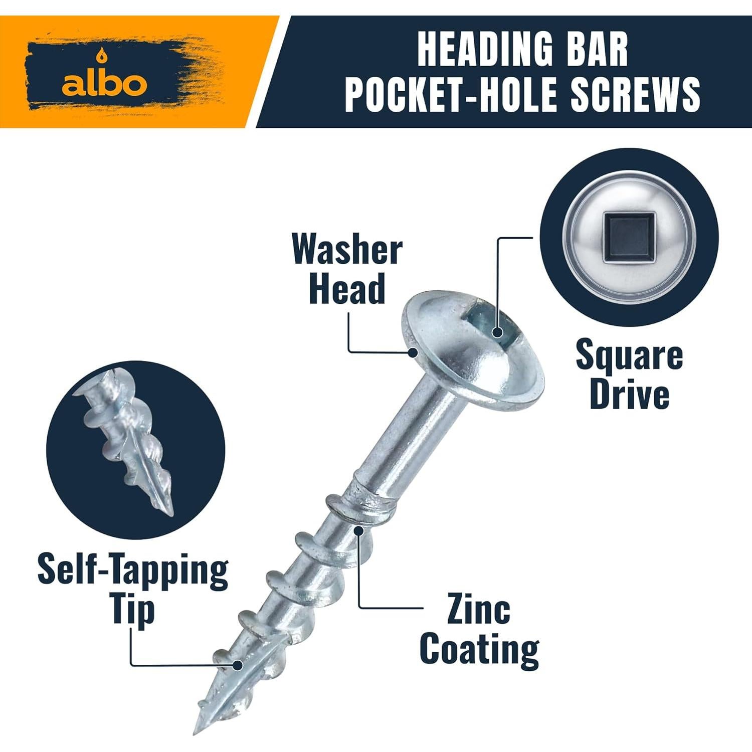 Tornillos para Agujeros de Pocket Albo #8 x 32 mm 500 PCS Acero Zincado