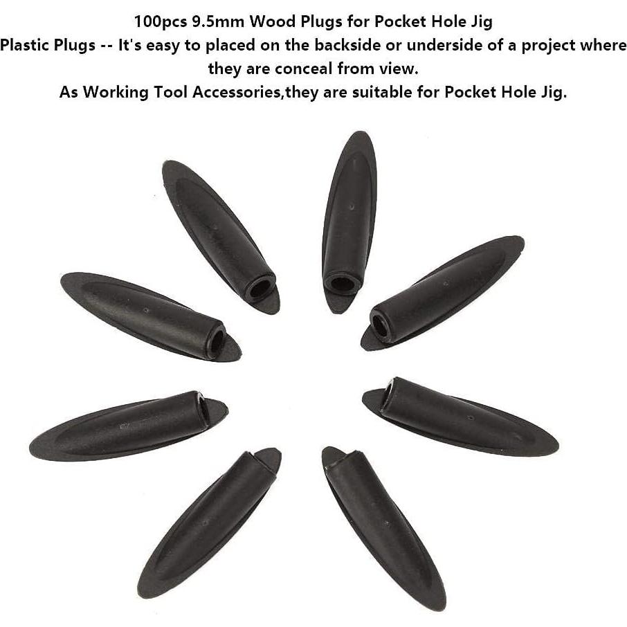 100 Tapones de Agujeros Oblicuos Hyuduo 9.5mm Plástico Negro