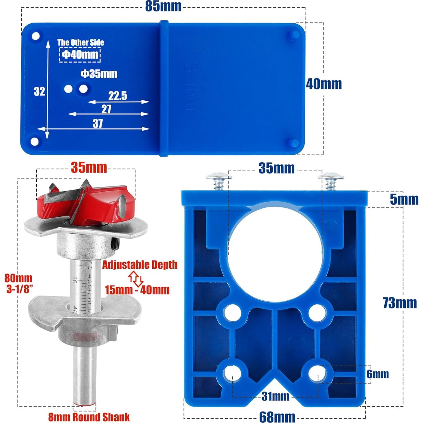 Kit de Plantilla para Bisagra Oculta Yakamoz 35mm con Broca Forstner