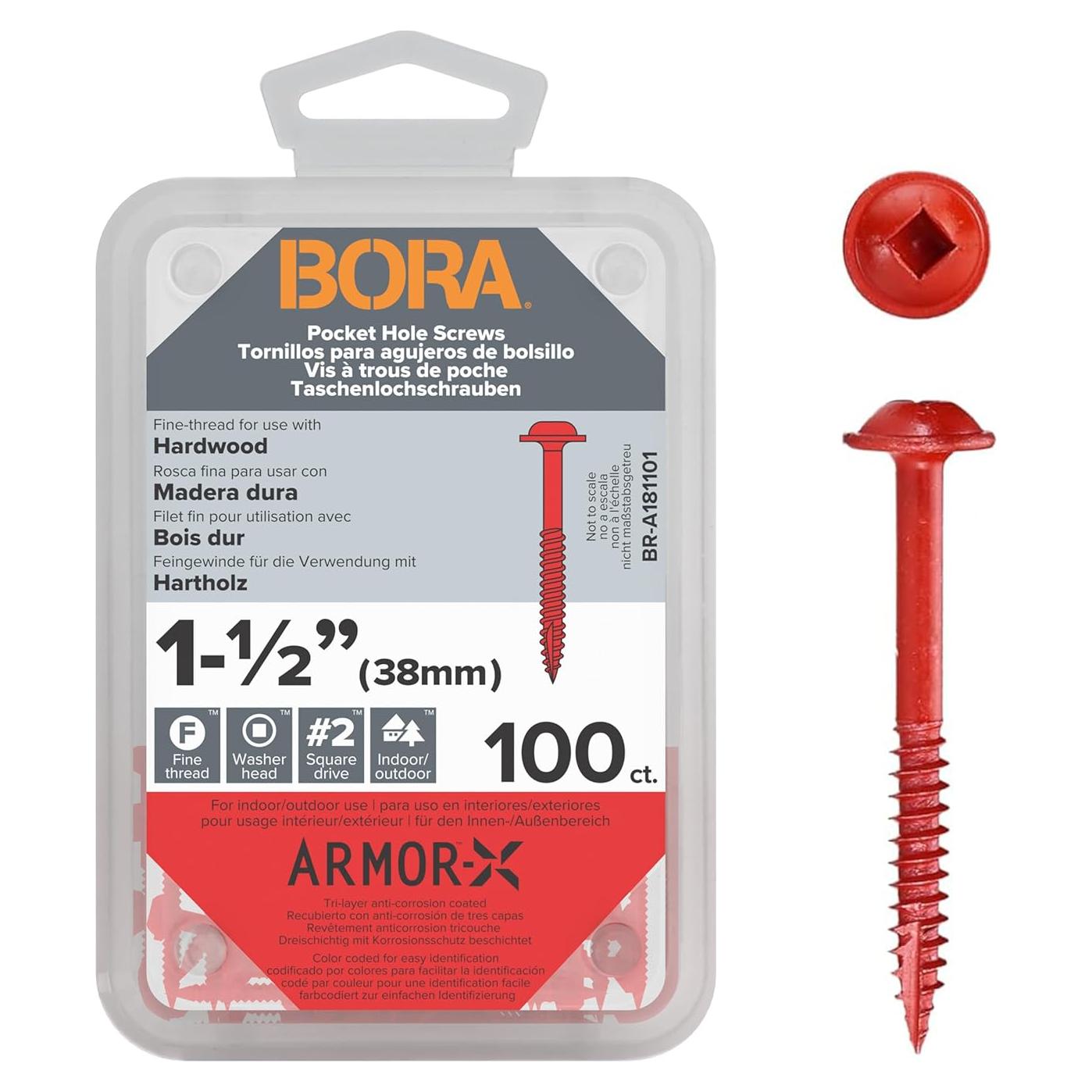 Tornillos para Agujeros de Bolsillo BORA 3.81 cm - 100 Piezas