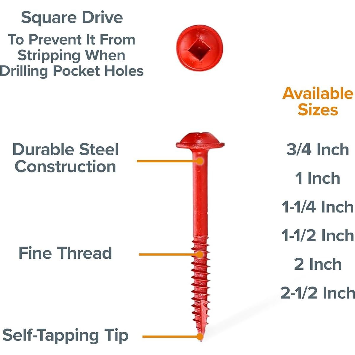 Tornillos para Agujeros de Bolsillo BORA 3.81 cm - 100 Piezas