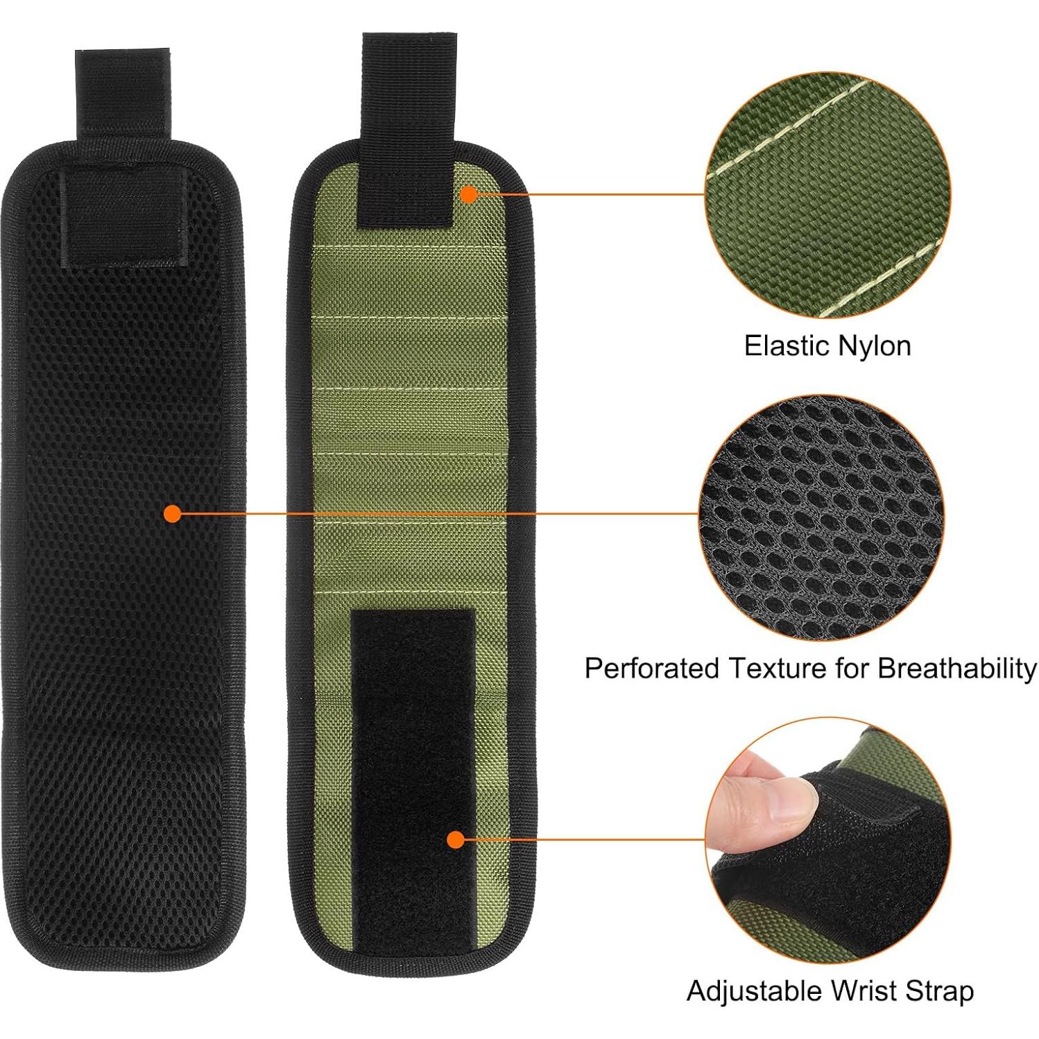 Pulsera Magnética HARFINGTON de Nylon con 15 Imánes Verde Oscuro