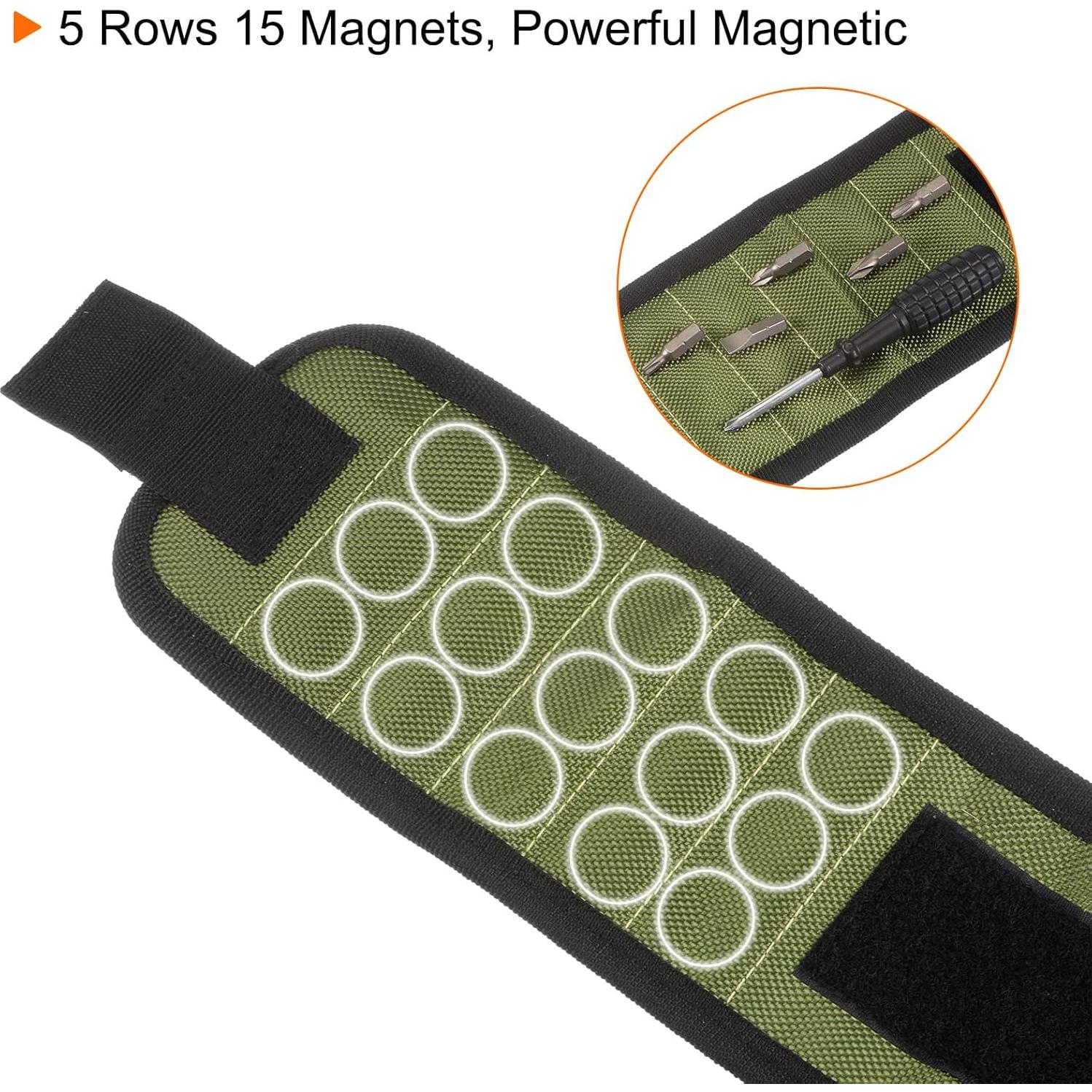 Pulsera Magnética HARFINGTON de Nylon con 15 Imánes Verde Oscuro