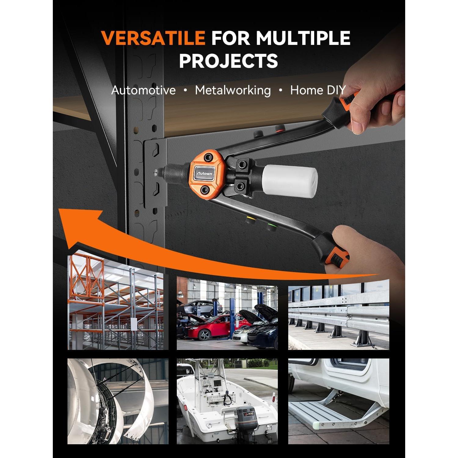 Kit de Remachadora Profesional AUTOWN AR-GK71 con 5 Brocas y Pulsera Magnética