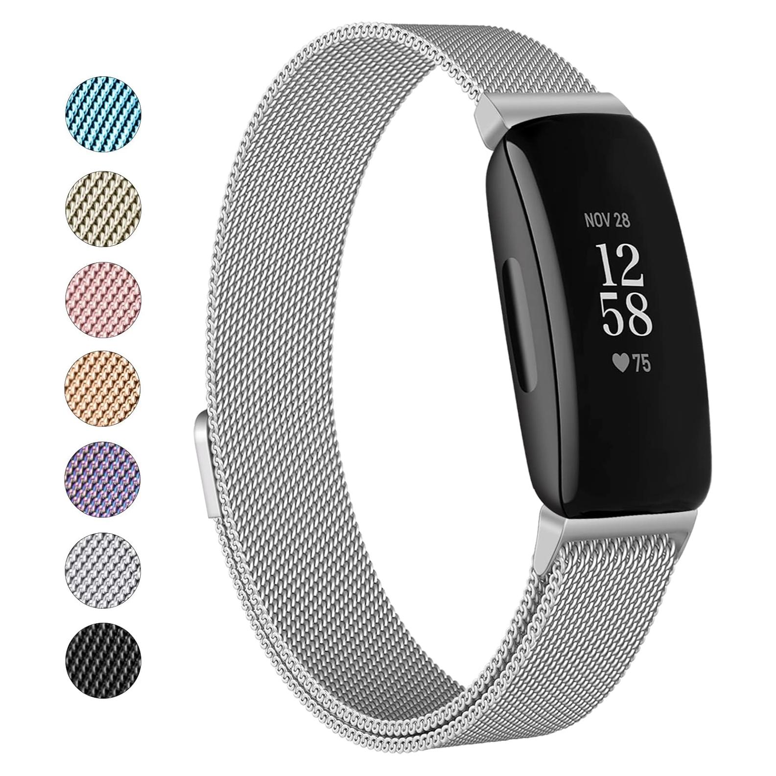 Correa de Acero Inoxidable Vanjua para Fitbit Inspire 2 - Grande, Plata