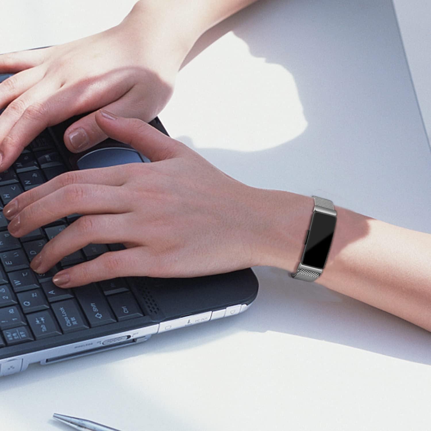 Correa de Acero Inoxidable Vanjua para Fitbit Inspire 2 - Grande, Plata