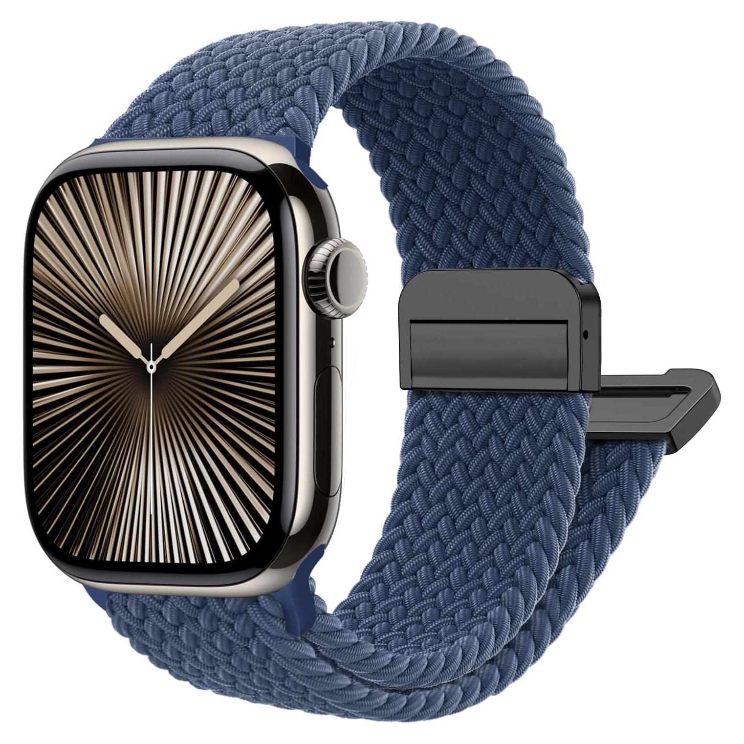 Banda Elástica Trenzada Nylon Magnética para Apple Watch 49mm-38mm