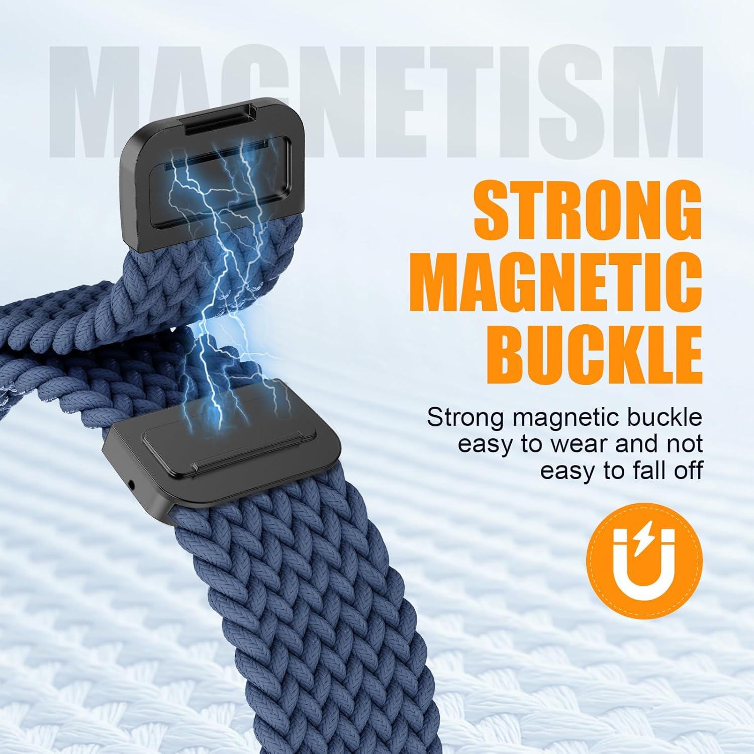 Banda Elástica Trenzada Nylon Magnética para Apple Watch 49mm-38mm