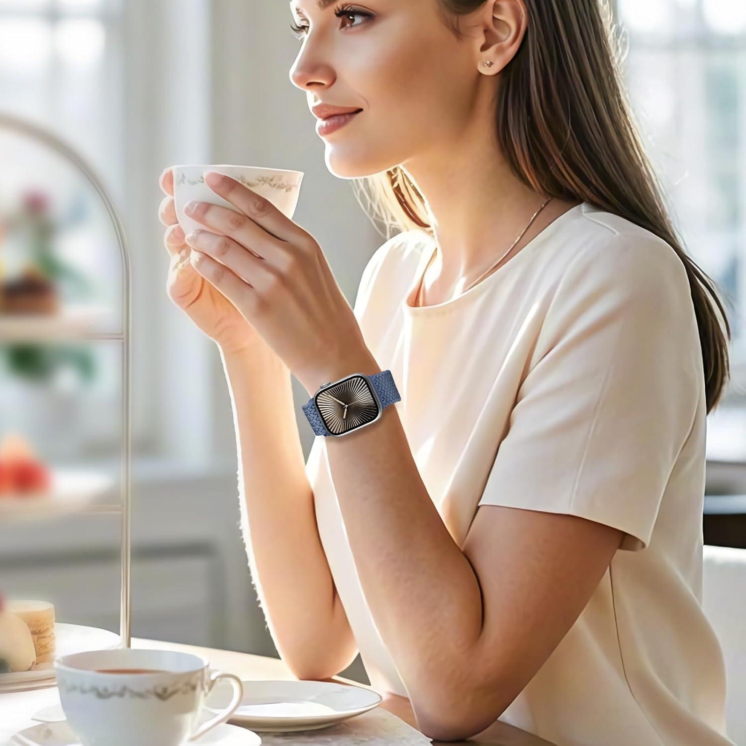 Banda Elástica Trenzada Nylon Magnética para Apple Watch 49mm-38mm