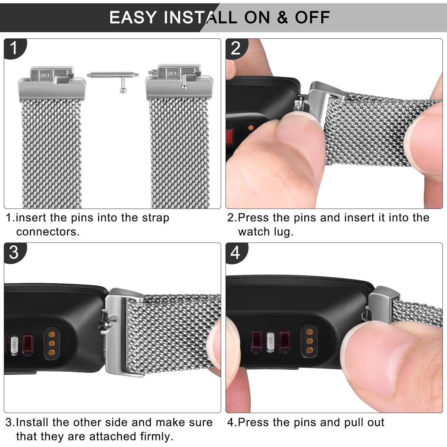 Brazalete Amzpas de Acero Inoxidable para Fitbit Inspire 2/HR