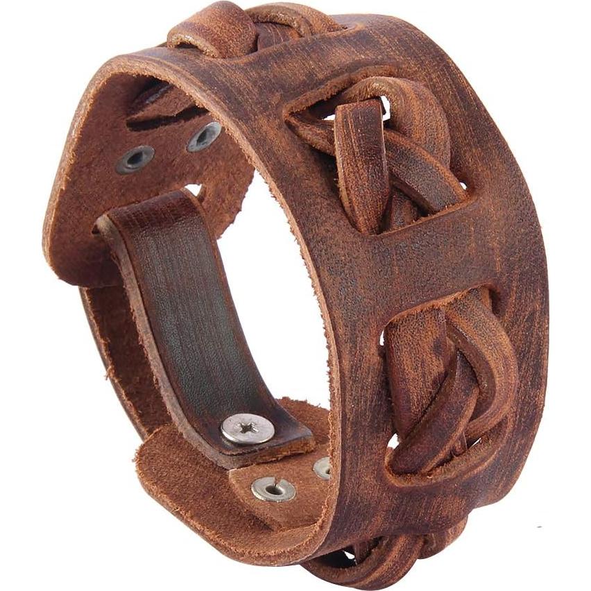 Pulsera de Cuero Trenzada GelConnie Ajustable para Hombres y Mujeres