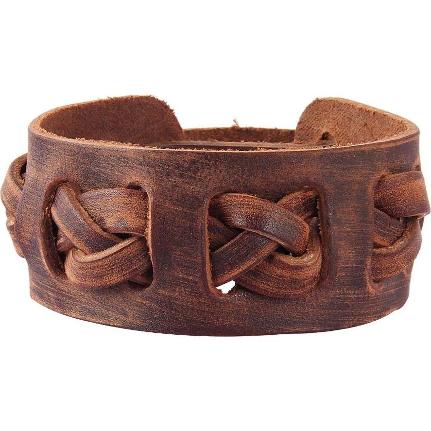 Pulsera de Cuero Trenzada GelConnie Ajustable para Hombres y Mujeres