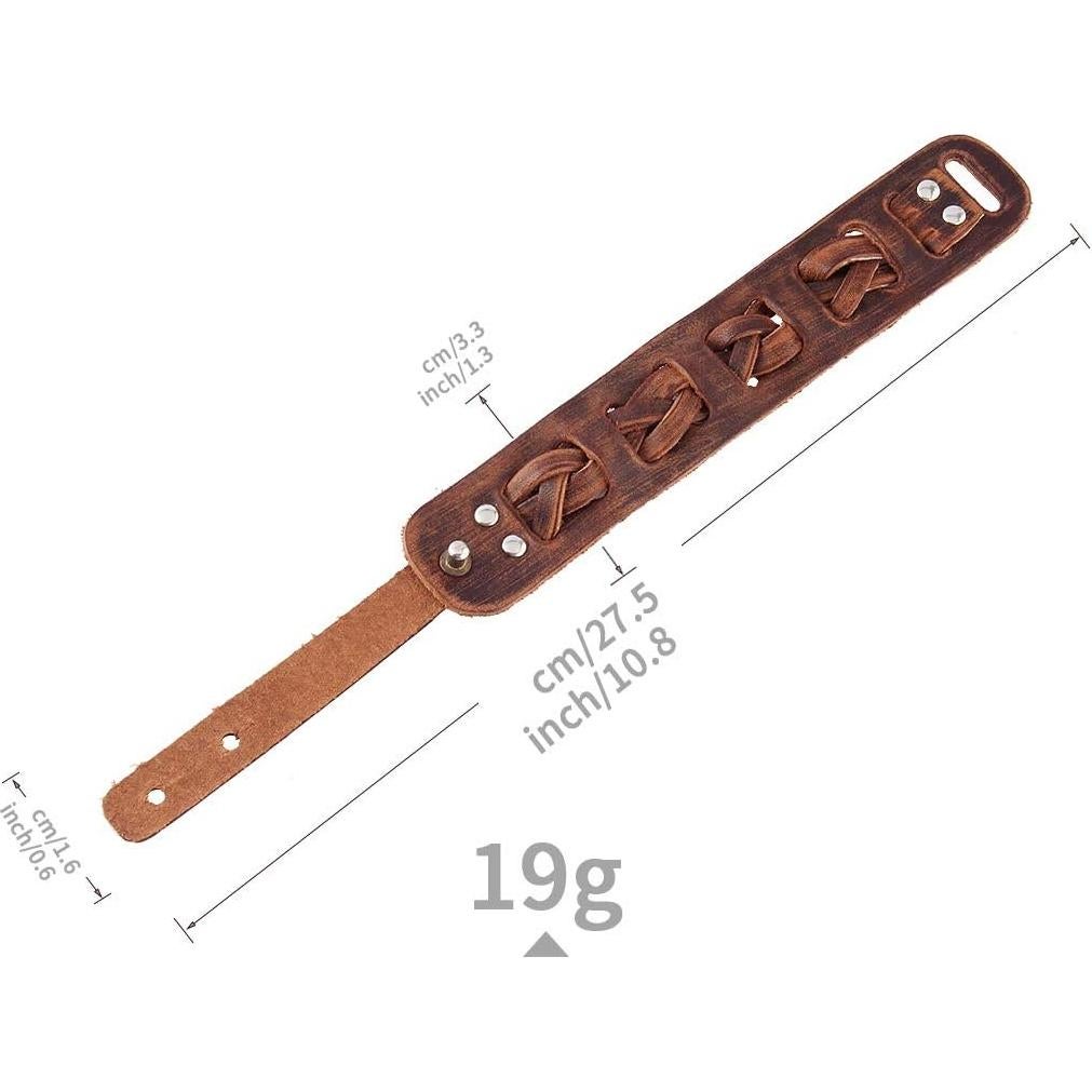 Pulsera de Cuero Trenzada GelConnie Ajustable para Hombres y Mujeres