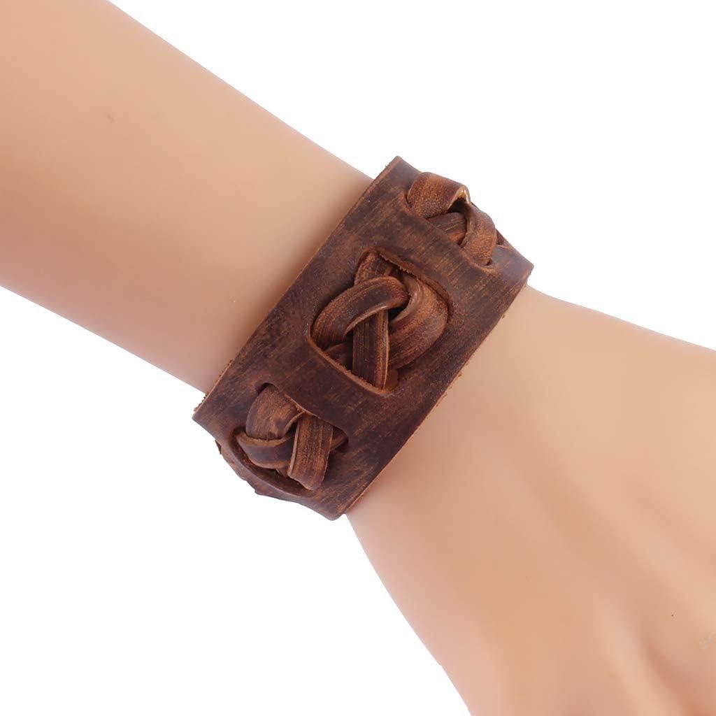 Pulsera de Cuero Trenzada GelConnie Ajustable para Hombres y Mujeres