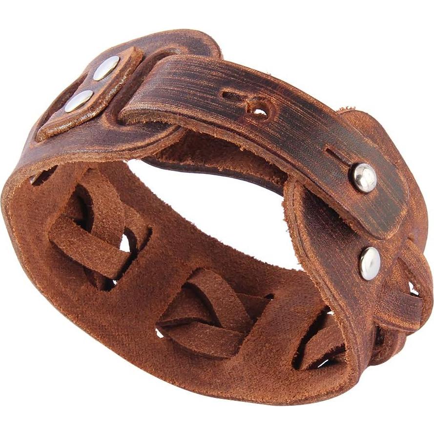 Pulsera de Cuero Trenzada GelConnie Ajustable para Hombres y Mujeres