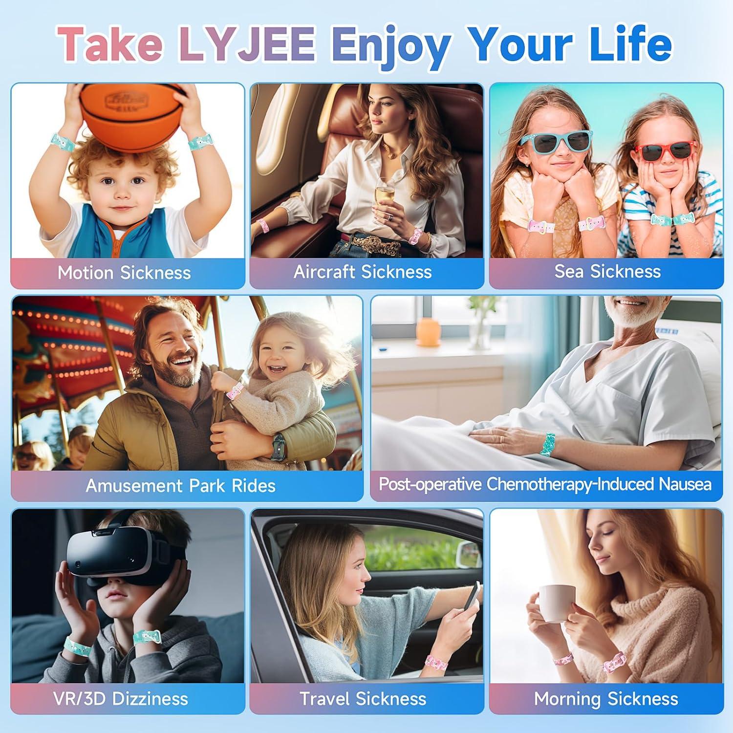 Banda para Mareos LYJEE Ajustable Alivio Nauseas Azul