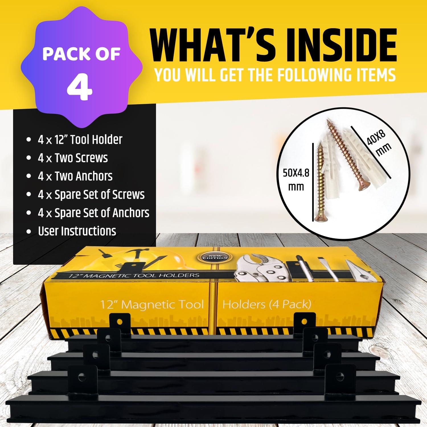 Soportes Magnéticos para Herramientas HMmagnets 12" (30.48 cm) - Paquete de 4