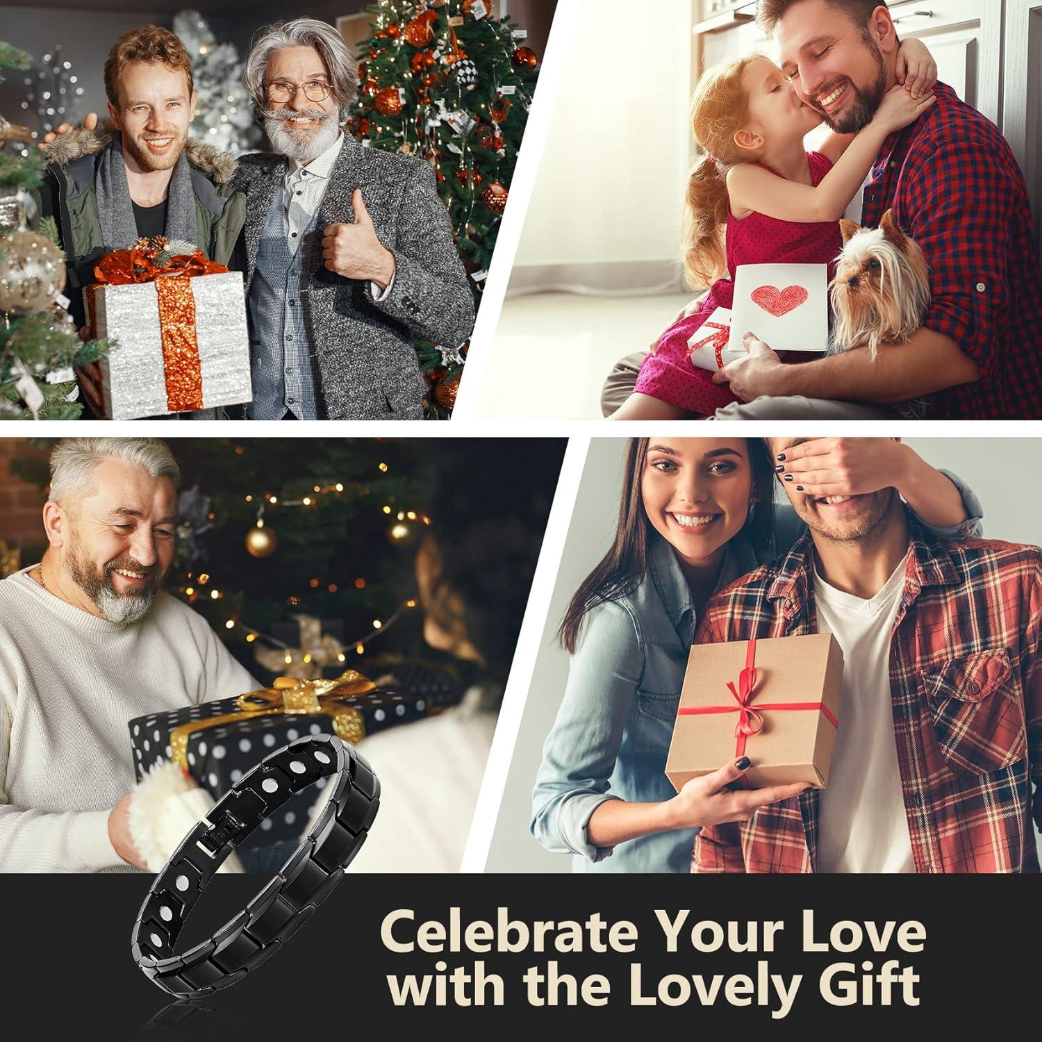 Pulsera Magnética para Hombres Feraco de Acero Titanio Negra 22cm