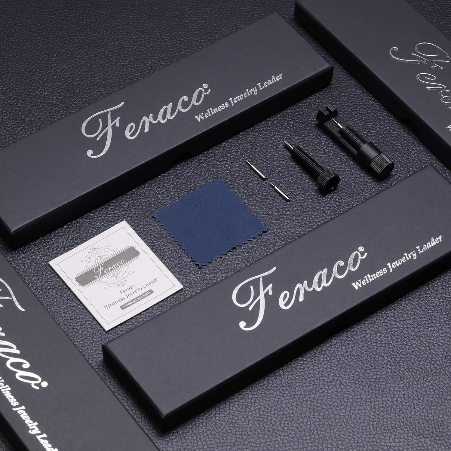 Pulsera Magnética para Hombres Feraco de Acero Titanio Negra 22cm