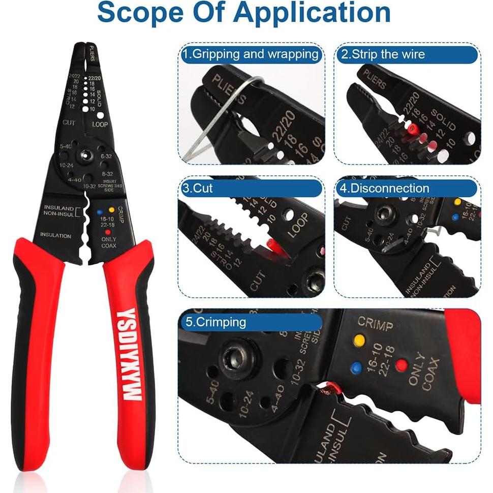 Destripador de Cables YsDiYxYw 20.32cm 10-22 AWG Multifuncional