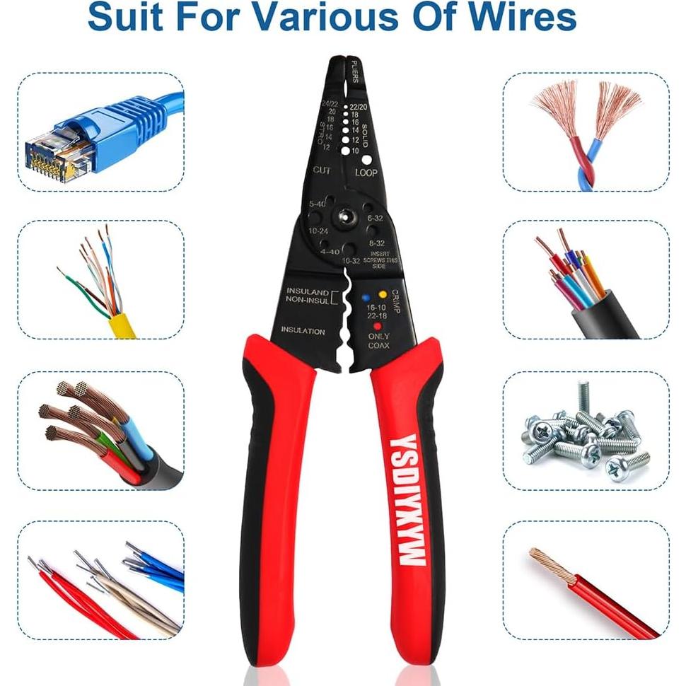 Destripador de Cables YsDiYxYw 20.32cm 10-22 AWG Multifuncional