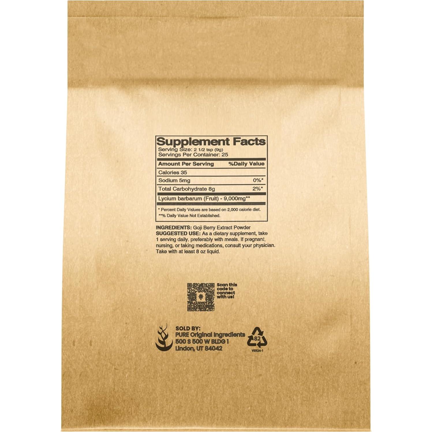 Polvo de Baya Goji Wolfberry 227g Suplemento Herbal Puro