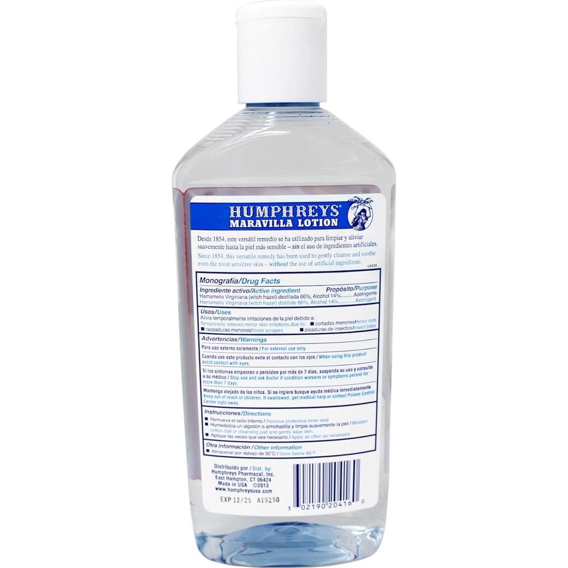 Loción Astringente de Hamamelis Humphreys 473 ml - Suaviza Piel