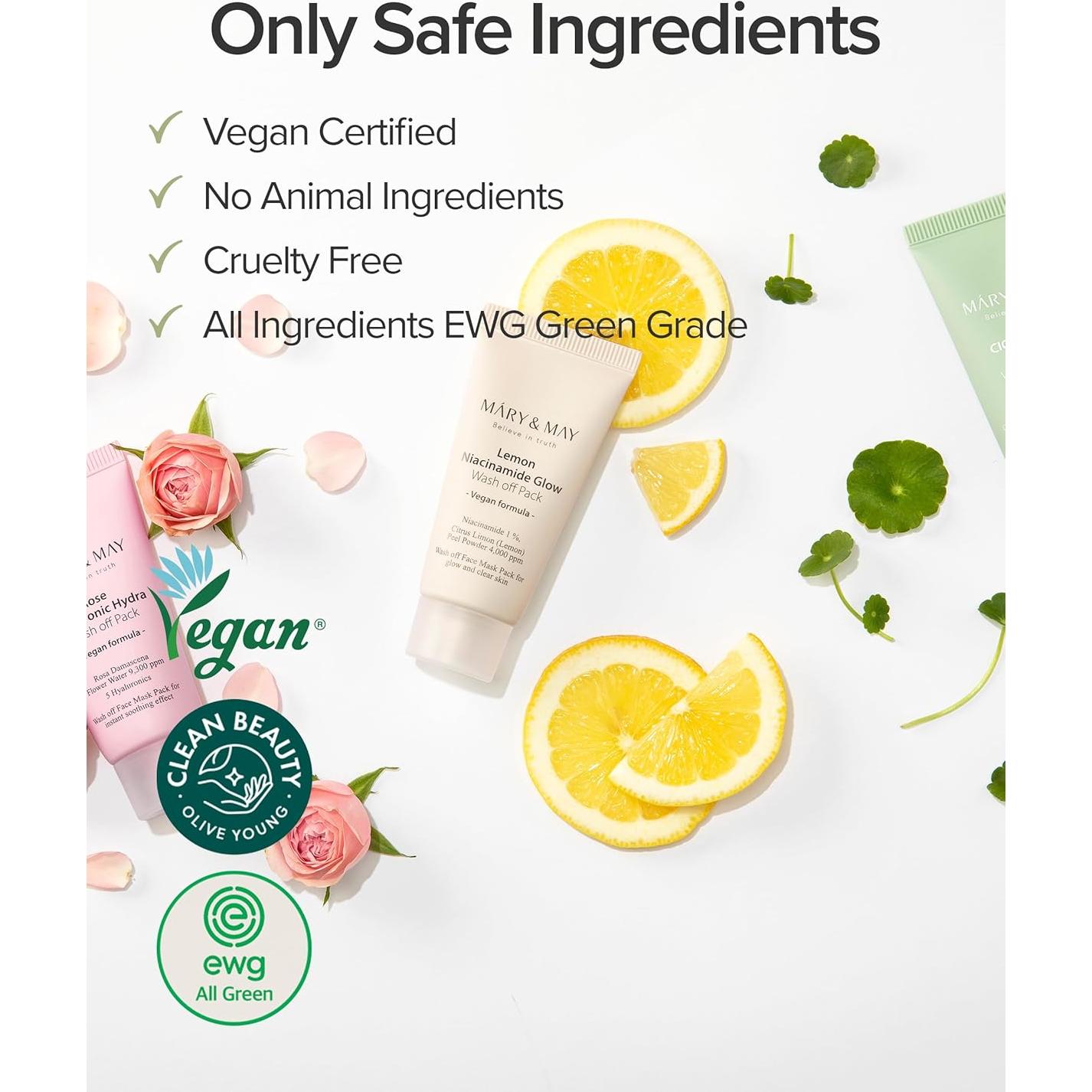 Mascarilla Facial Lavable Mary&May Limón y Niacinamida 30g