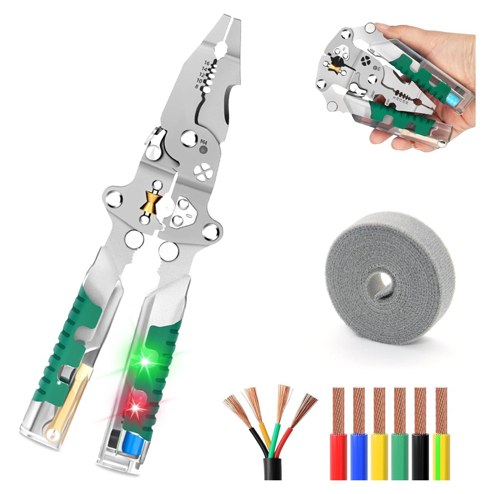 Alicates de Pelar Cables 18 en 1 Nuotuv con Probador de Voltaje