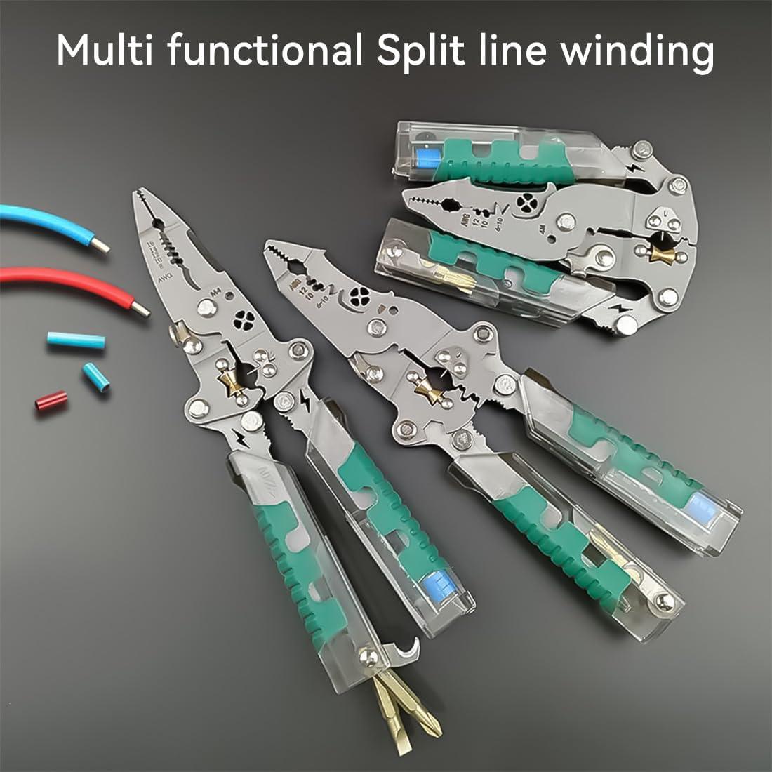 Alicates de Pelar Cables 18 en 1 Nuotuv con Probador de Voltaje