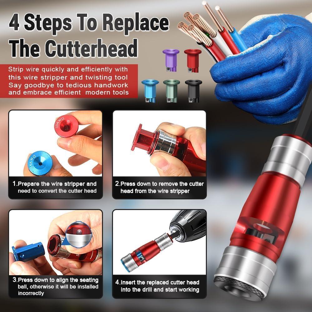 Destripador de Cables AIFIZO para Taladro 2.5-10mm² 8 Piezas