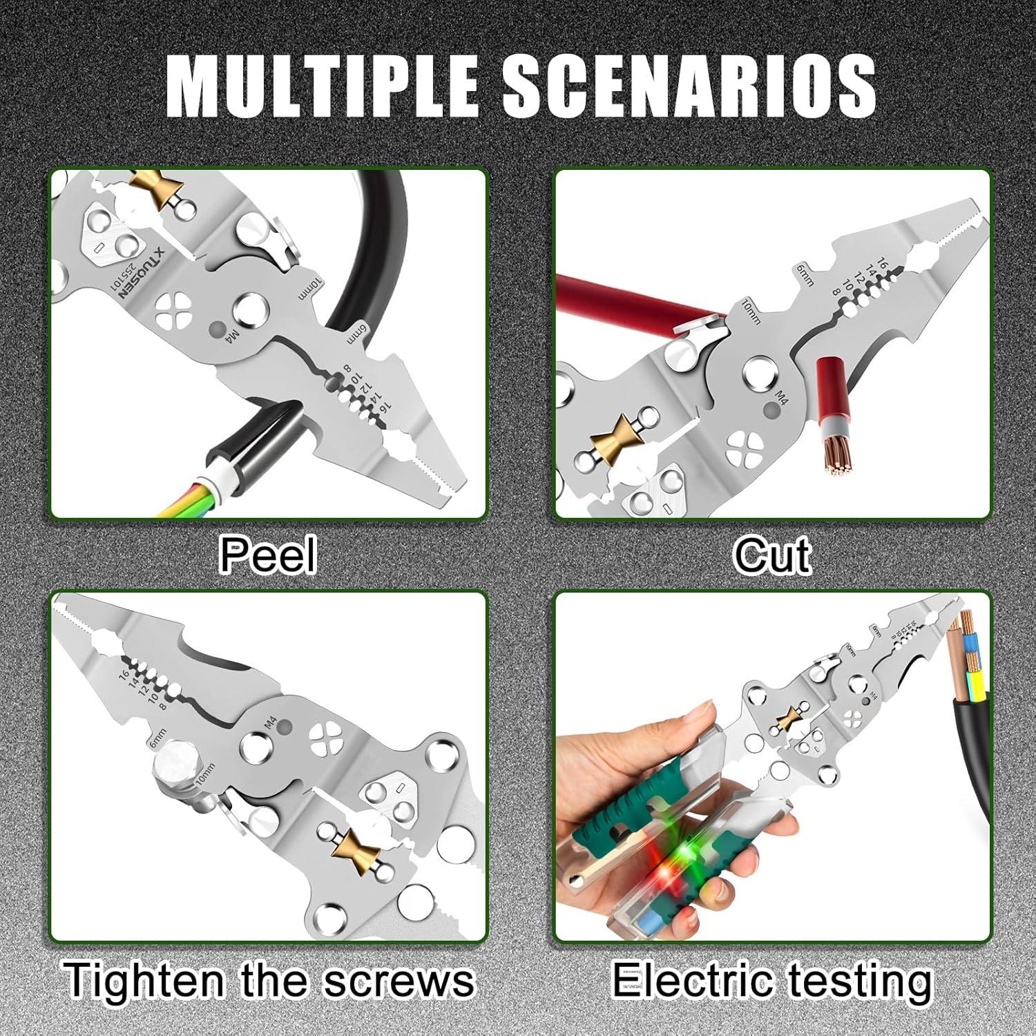 Alicates Eléctricos Zsdios 18 en 1 con Detector de Voltaje