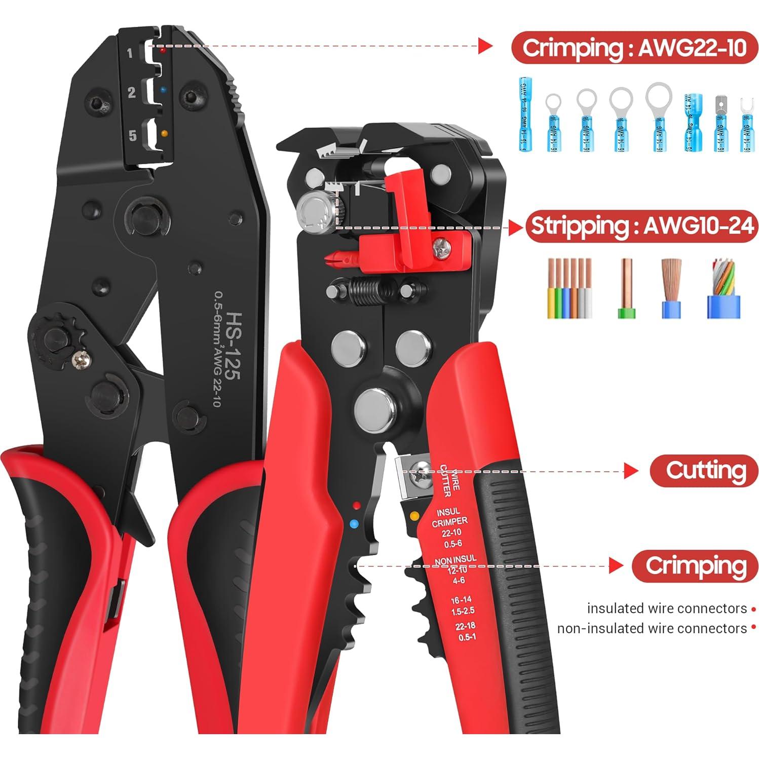 Kit de Pelacables y Crimpadora Kuject 3 en 1 para 10-24 AWG