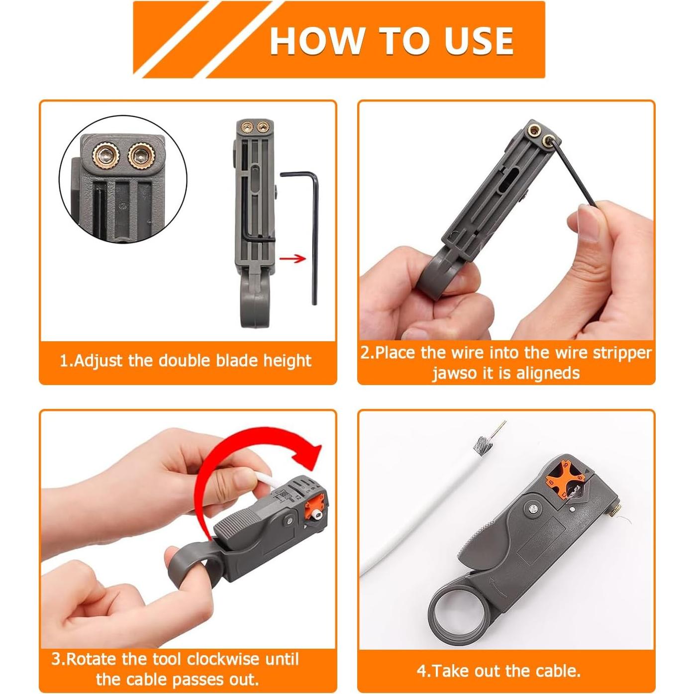 Herramienta Desforradora de Cable Coaxial HUAREW - Paquete de 2