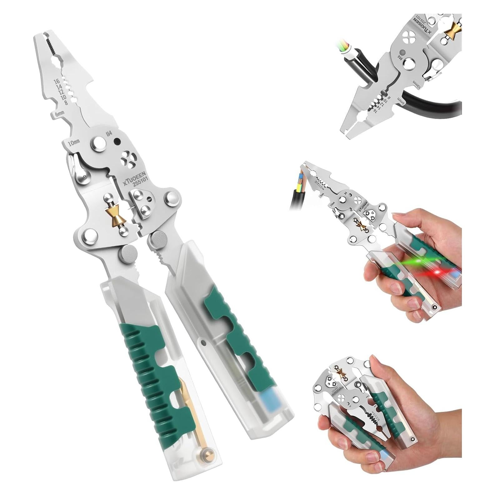 Alicates Eléctricos Tuvilo 18 en 1 con Detector de Voltaje