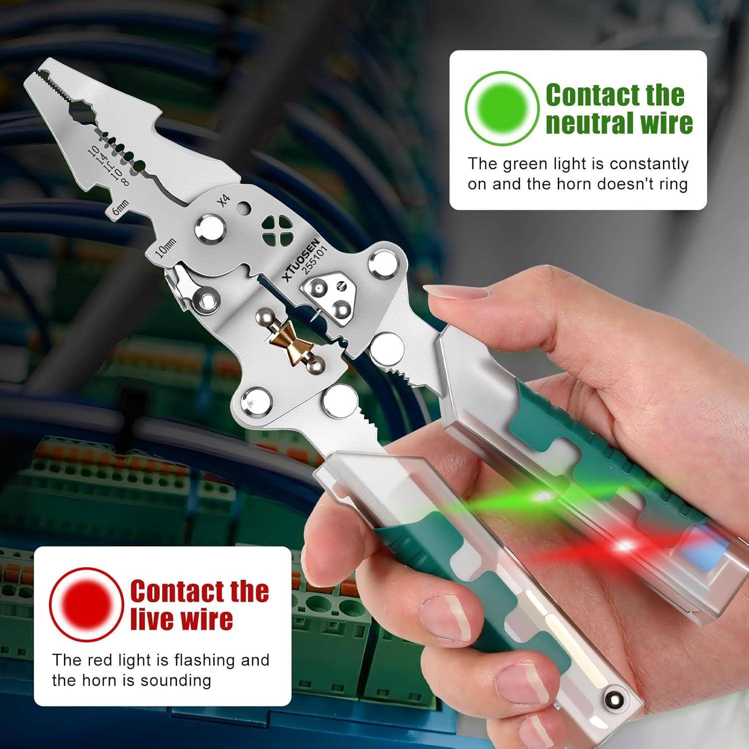 Alicates Eléctricos Tuvilo 18 en 1 con Detector de Voltaje