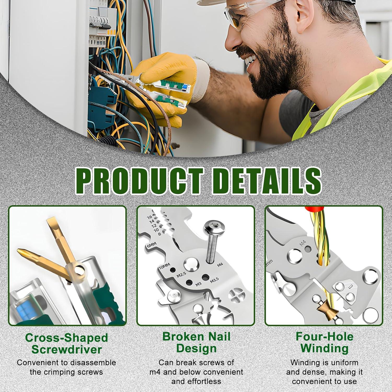 Alicates Eléctricos Tuvilo 18 en 1 con Detector de Voltaje