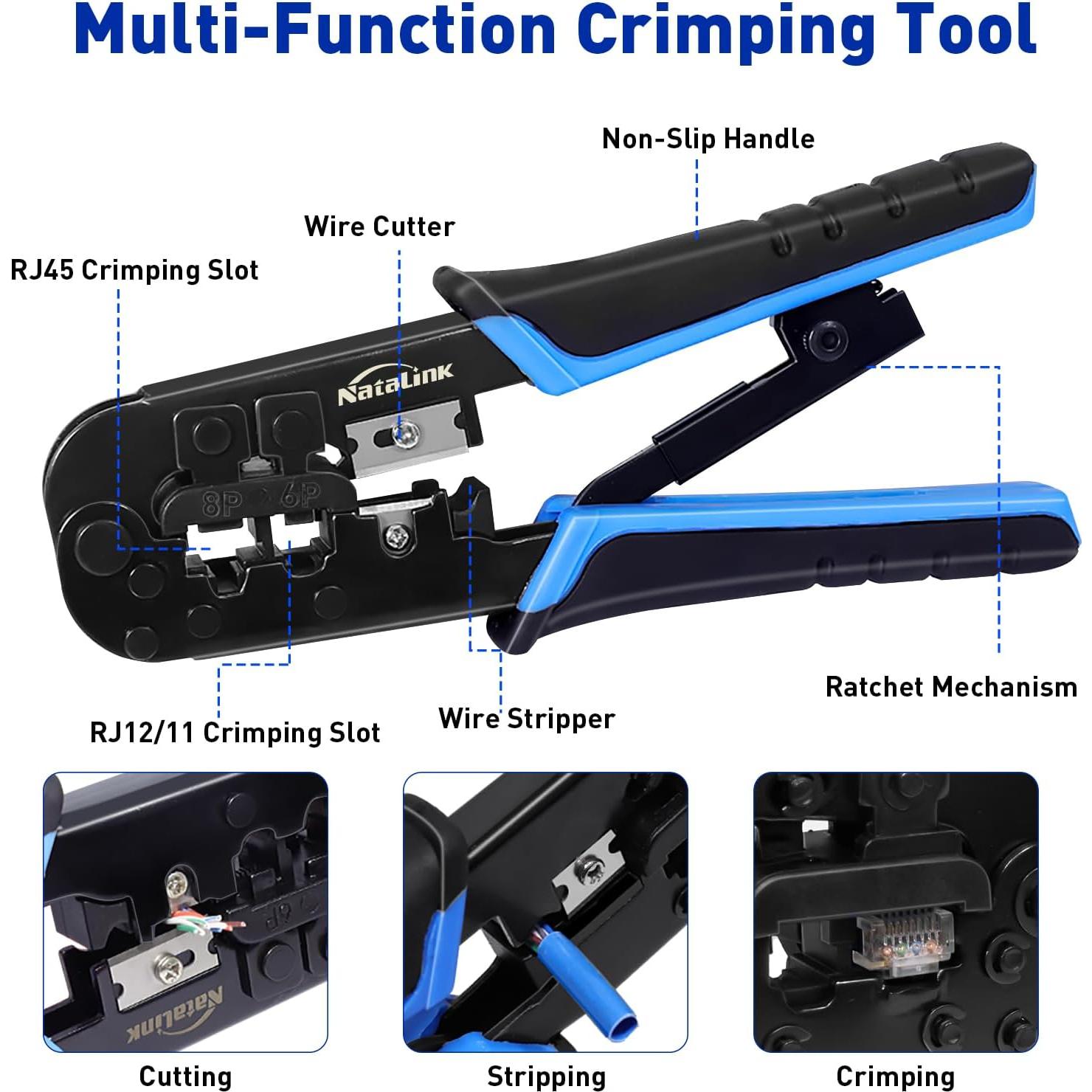Kit de Crimpado RJ45 NataLink con 50 Conectores Cat 5E