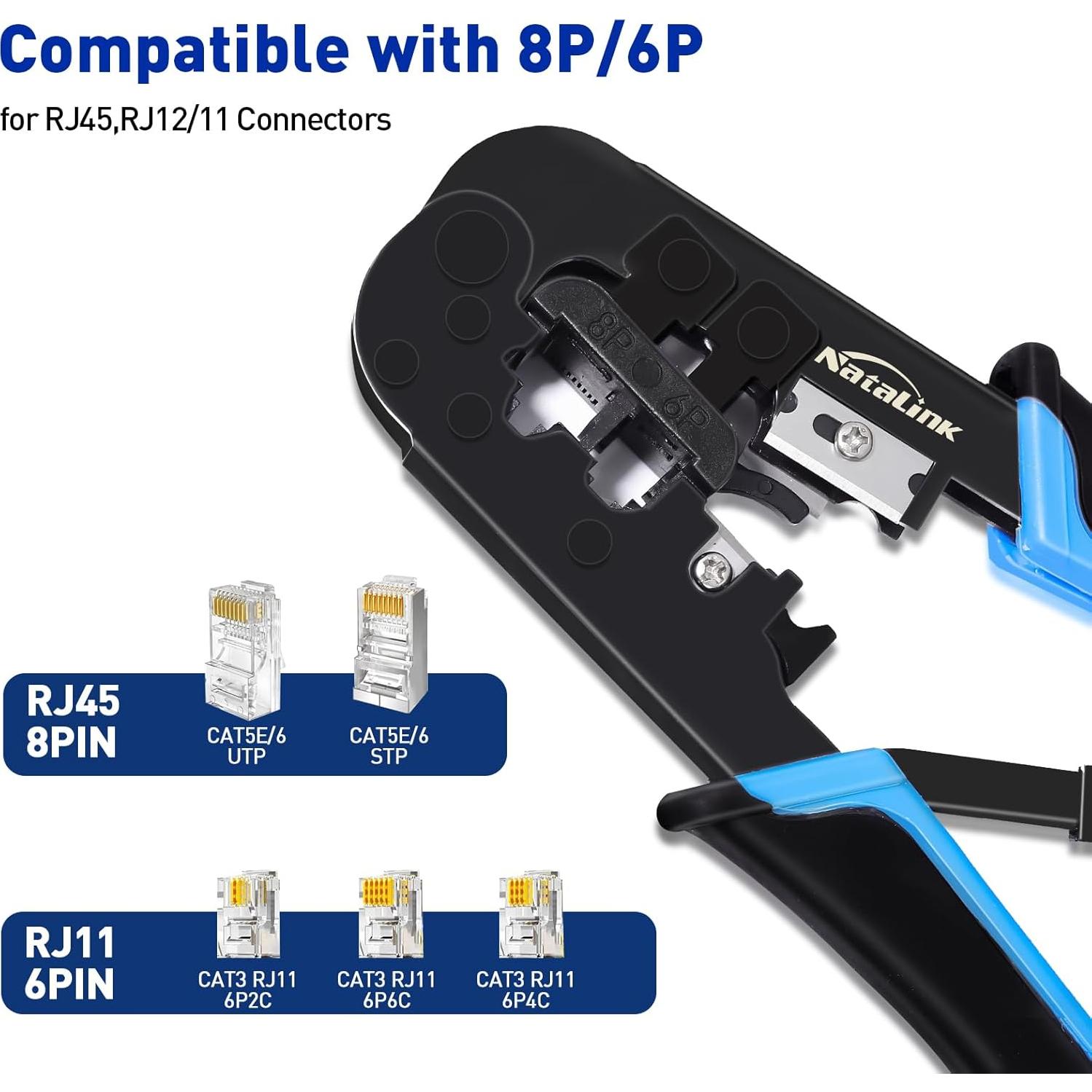 Kit de Crimpado RJ45 NataLink con 50 Conectores Cat 5E