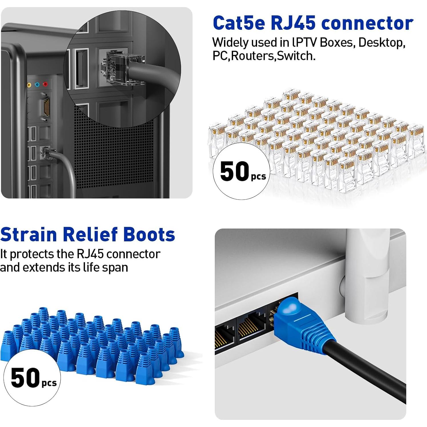 Kit de Crimpado RJ45 NataLink con 50 Conectores Cat 5E
