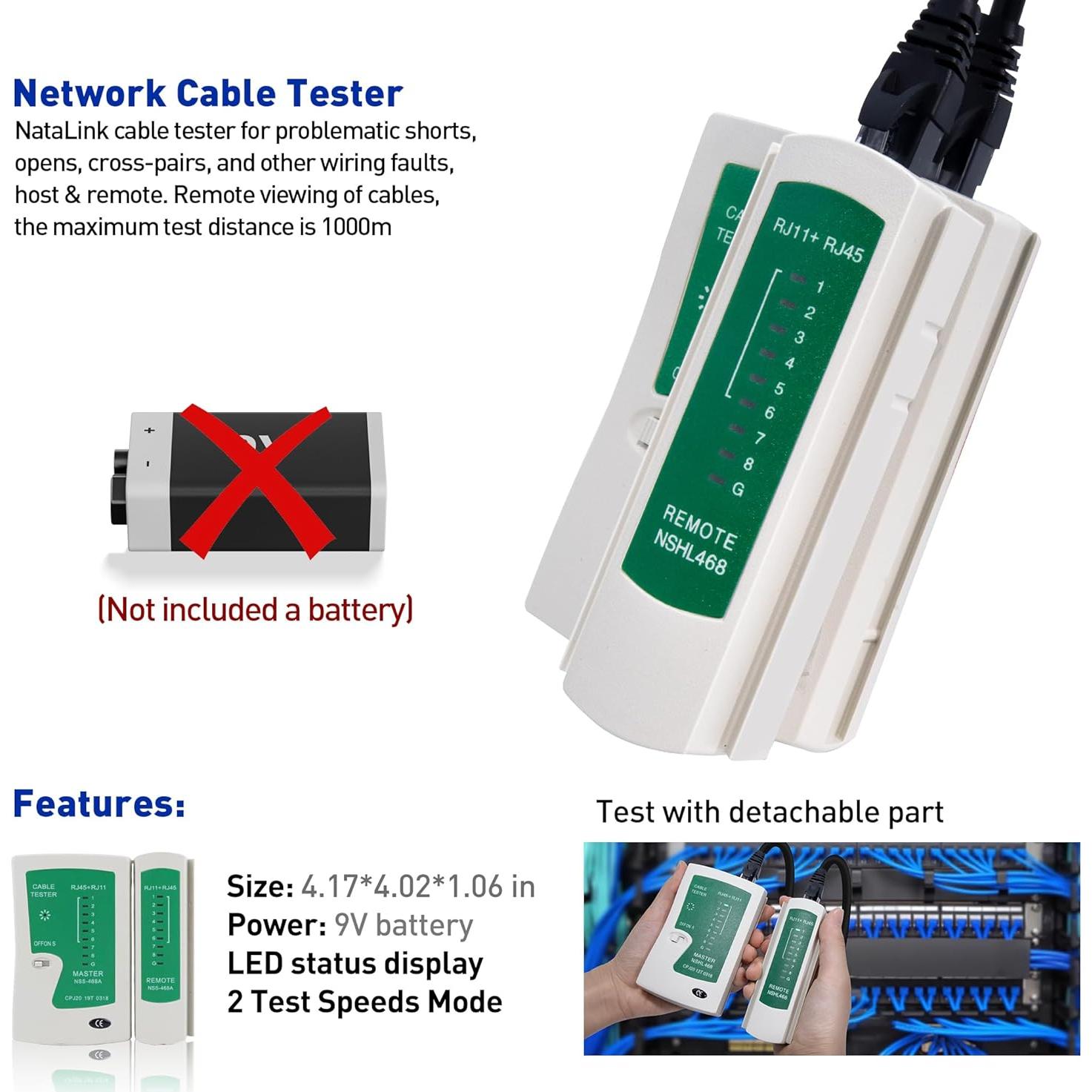 Kit de Crimpado RJ45 NataLink con 50 Conectores Cat 5E