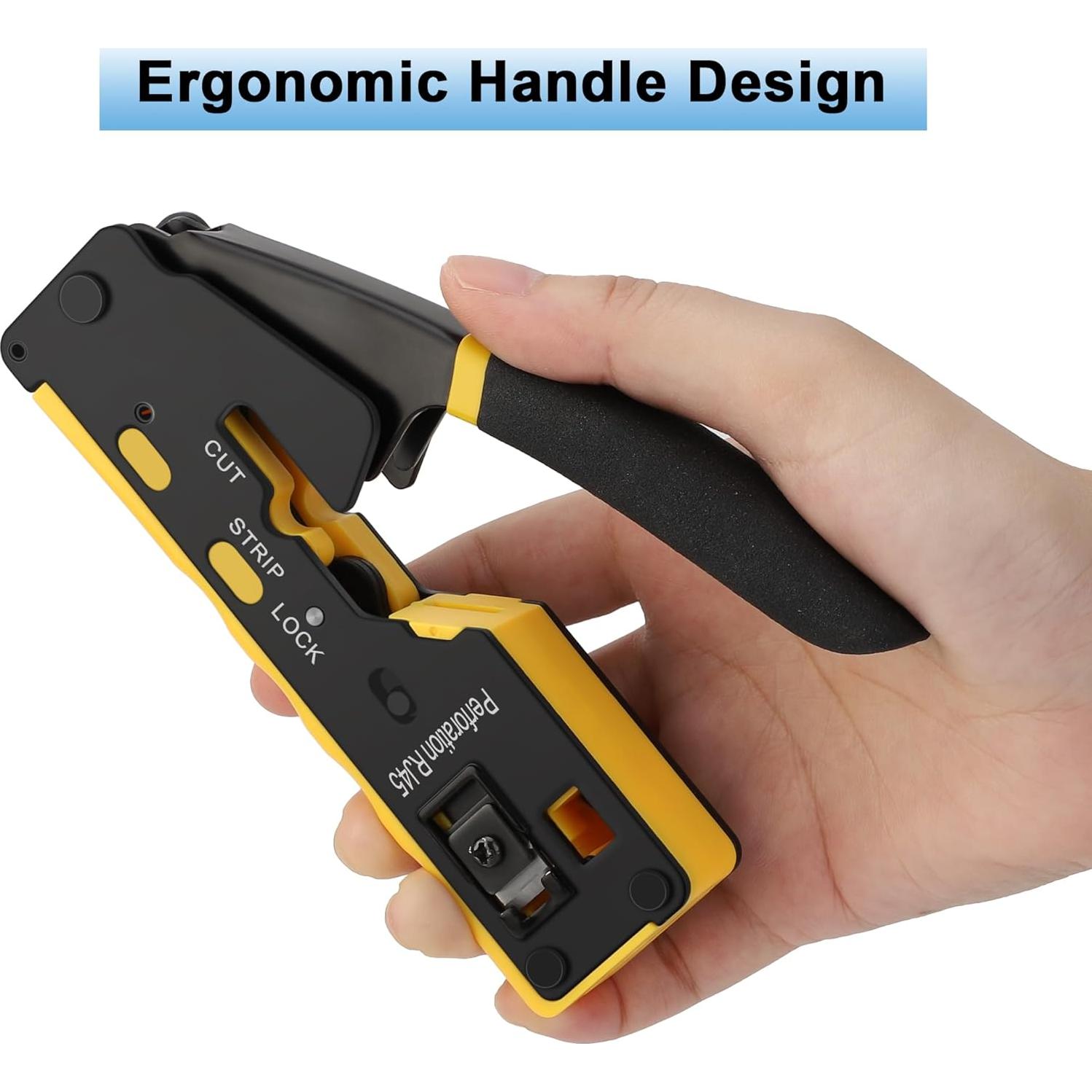 Crimpadora RJ45 PETECHTOOL Kit Completo con Conectores y Pelacables