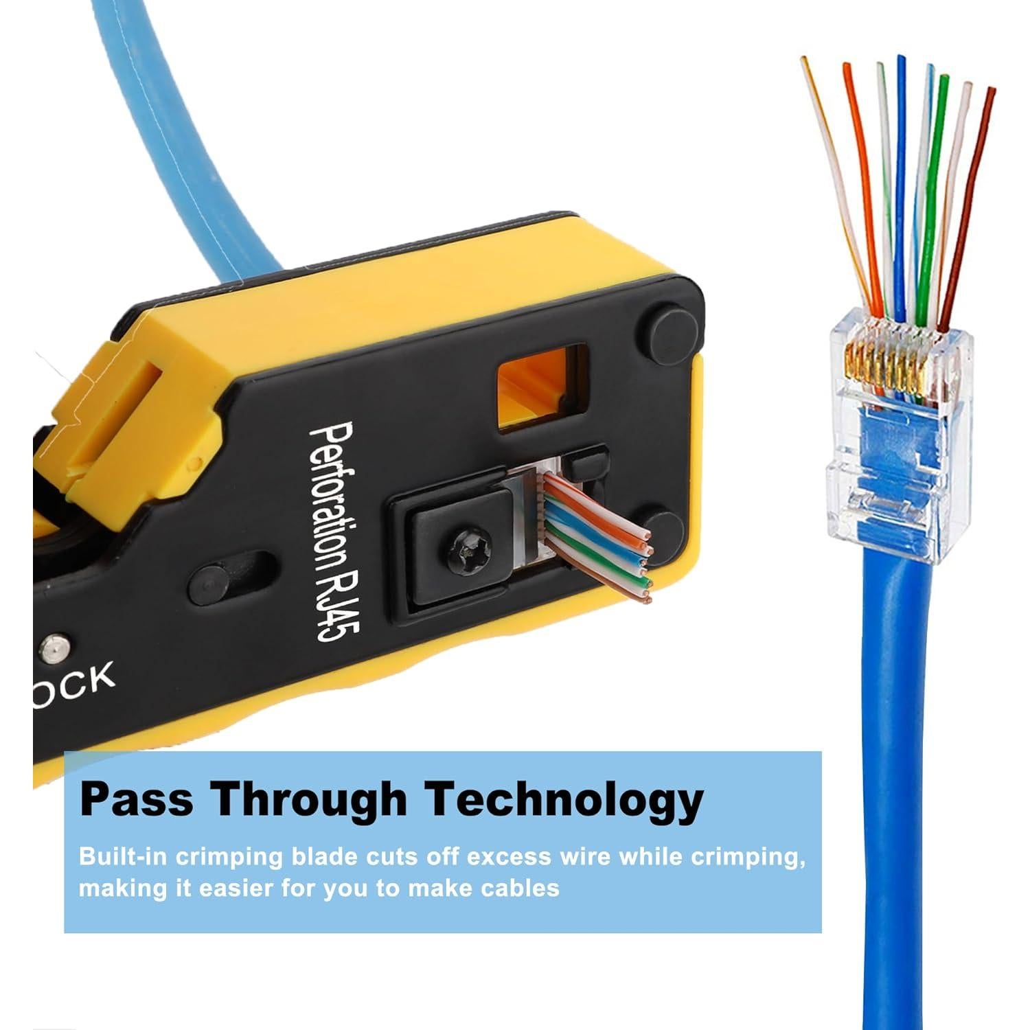 Crimpadora RJ45 PETECHTOOL Kit Completo con Conectores y Pelacables