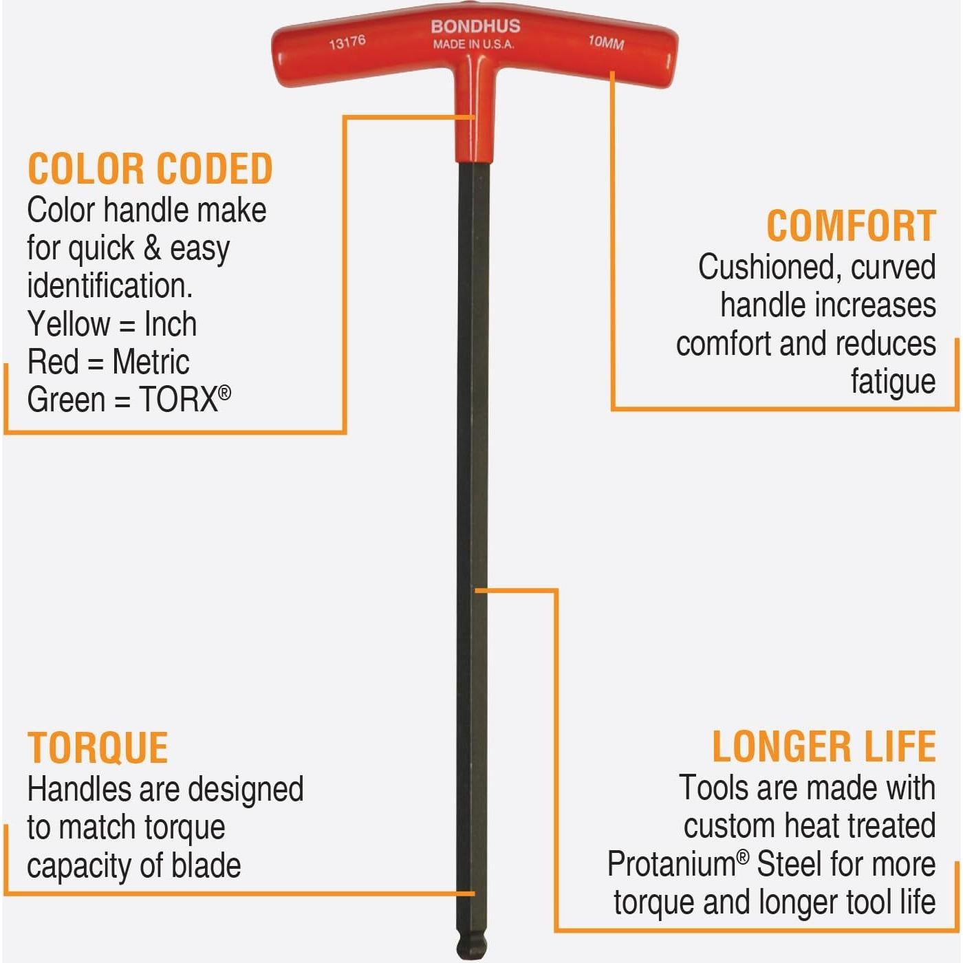 Juego de 8 Controladores de Bola en T Bondhus 13189 2-10mm