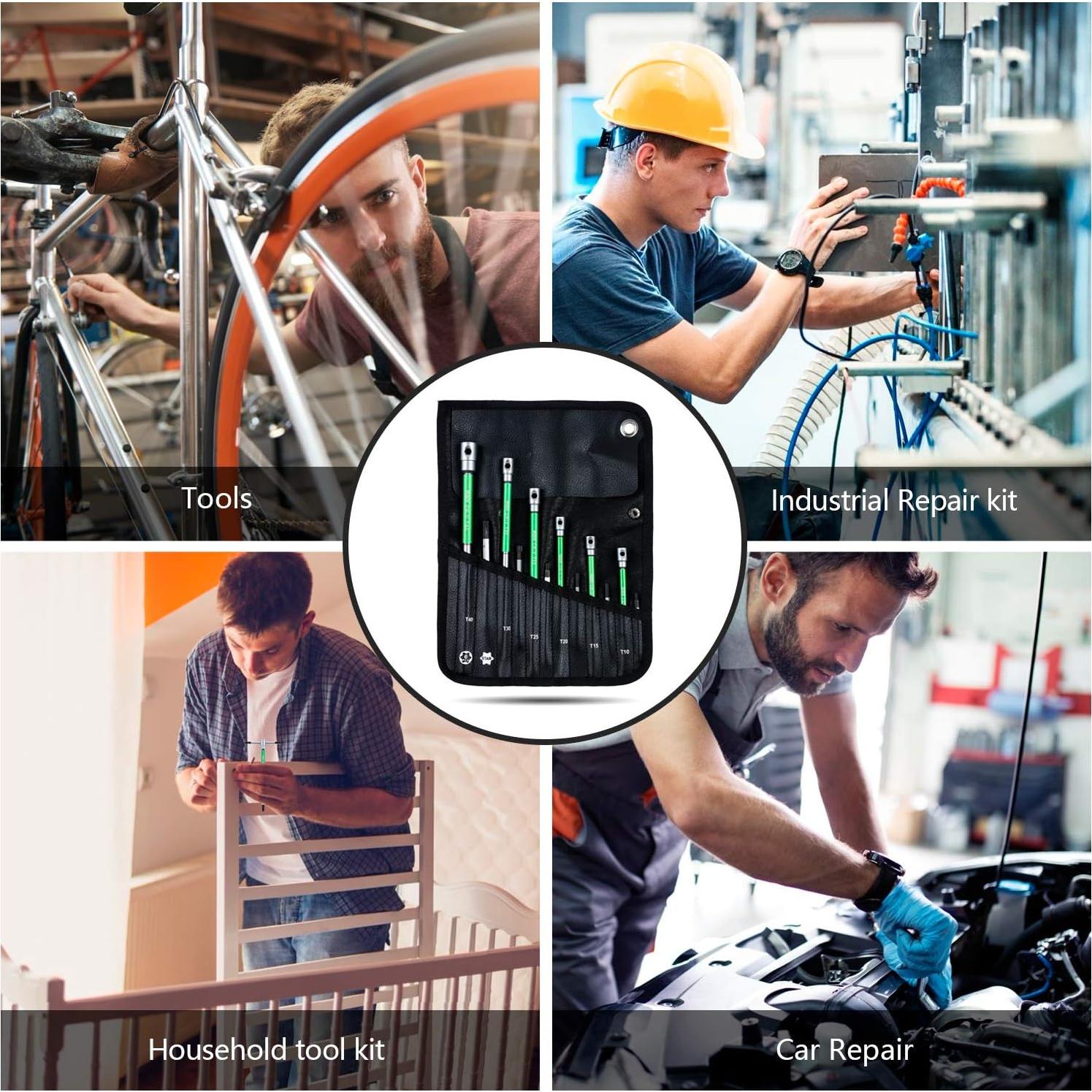 Juego de Llaves Allen Hexagonales RUJOI 6PCS con Mango T y L