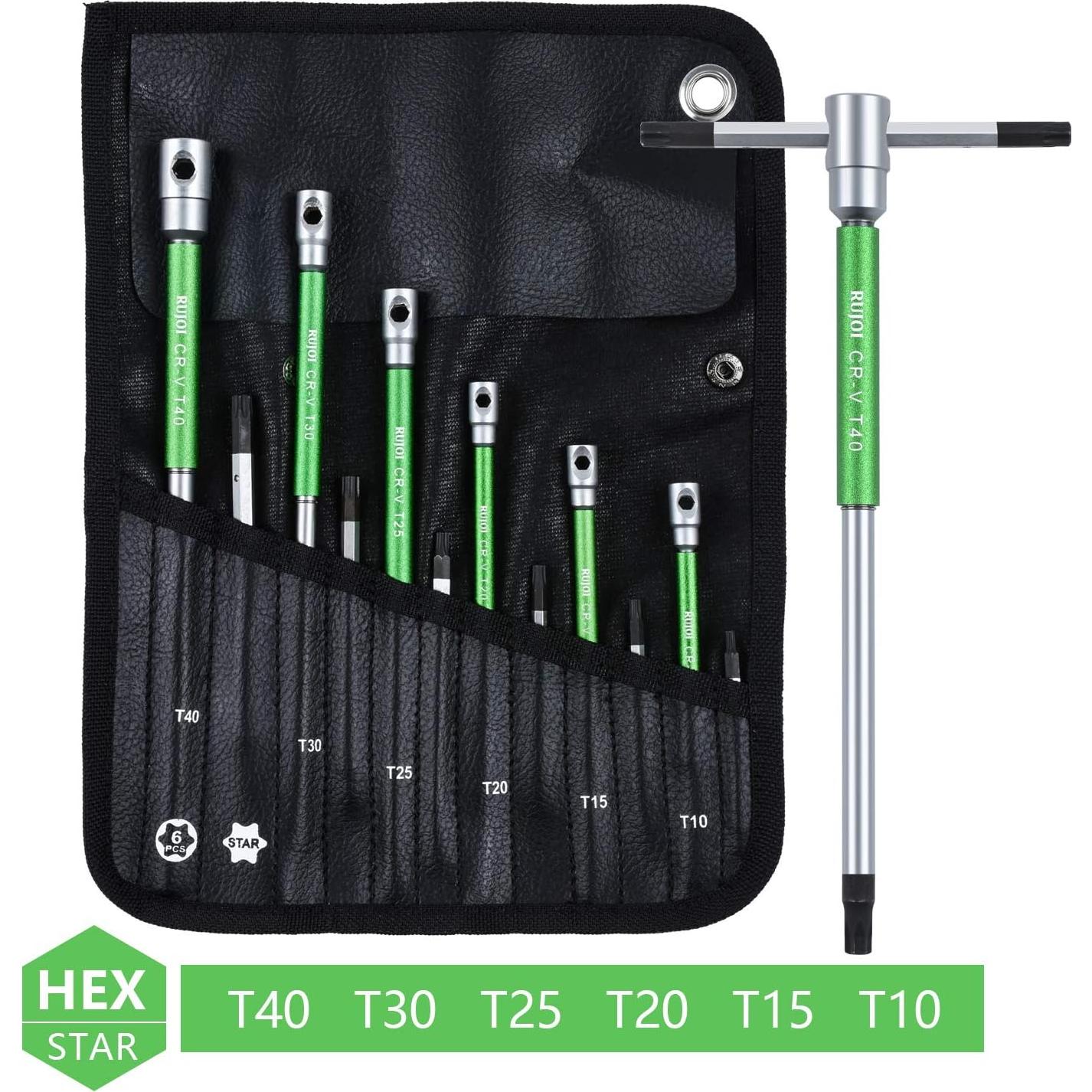 Juego de Llaves Allen Hexagonales RUJOI 6PCS con Mango T y L