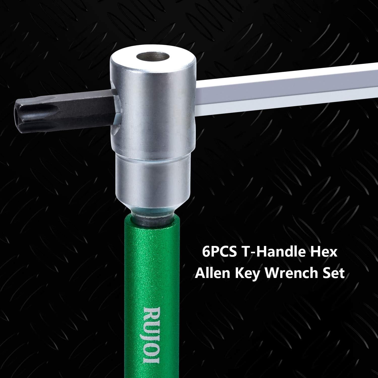 Juego de Llaves Allen Hexagonales RUJOI 6PCS con Mango T y L