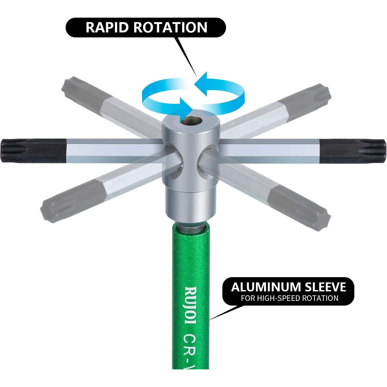 Juego de Llaves Allen Hexagonales RUJOI 6PCS con Mango T y L