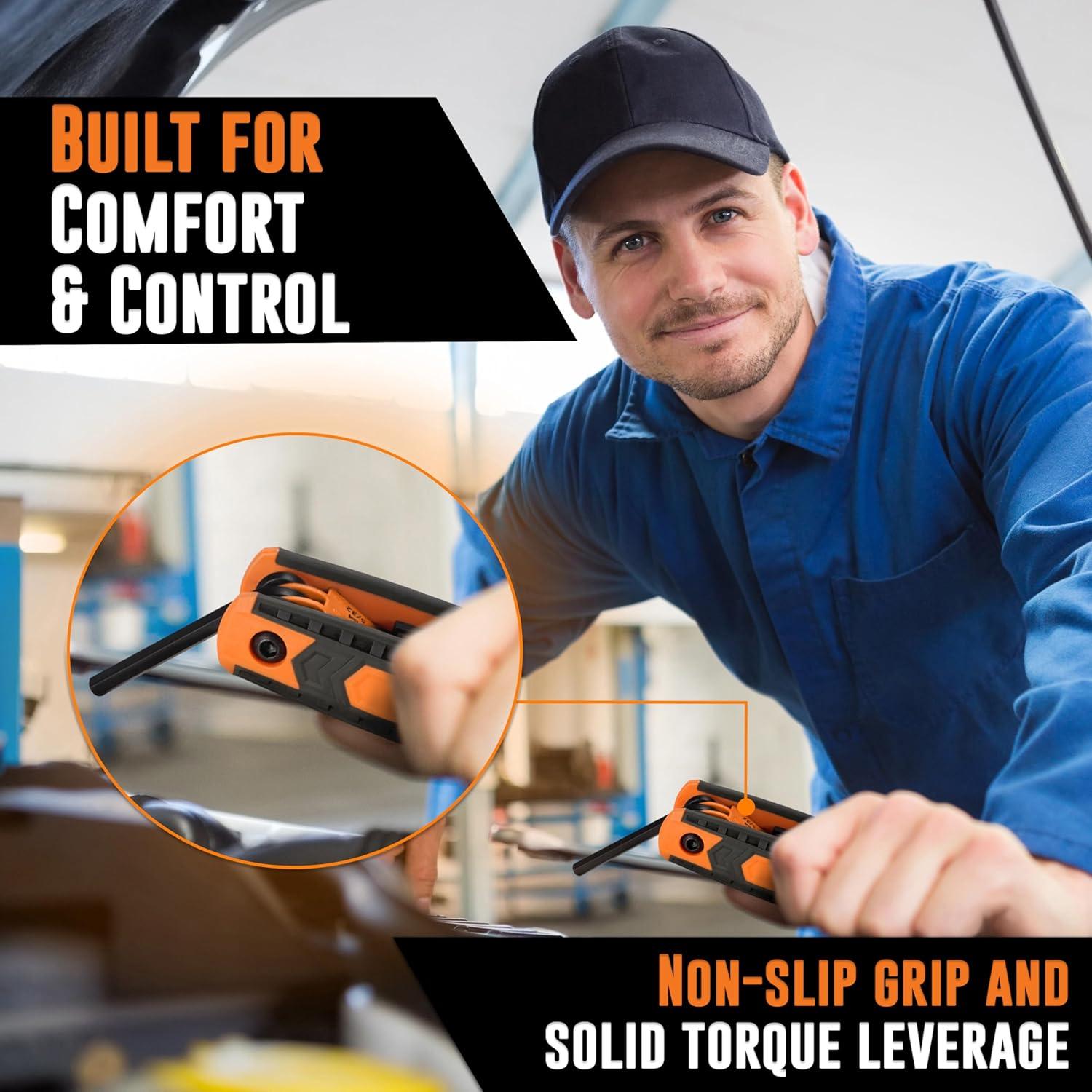 Juego de Llaves Allen Plegables 17 Piezas Mutt Tools - Hexagonales SAE y Métricas